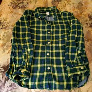Gap Boy's Green Plaid Shirt Size L